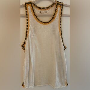 We the Free White White and Gold Racerback Boho Tank Women's Sz Medium